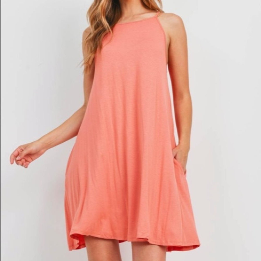 Wallflower peach dress summer dress flowy mini dress size medium halter dress​​​
